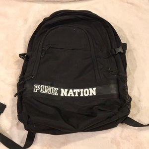 PINK black campus backpack